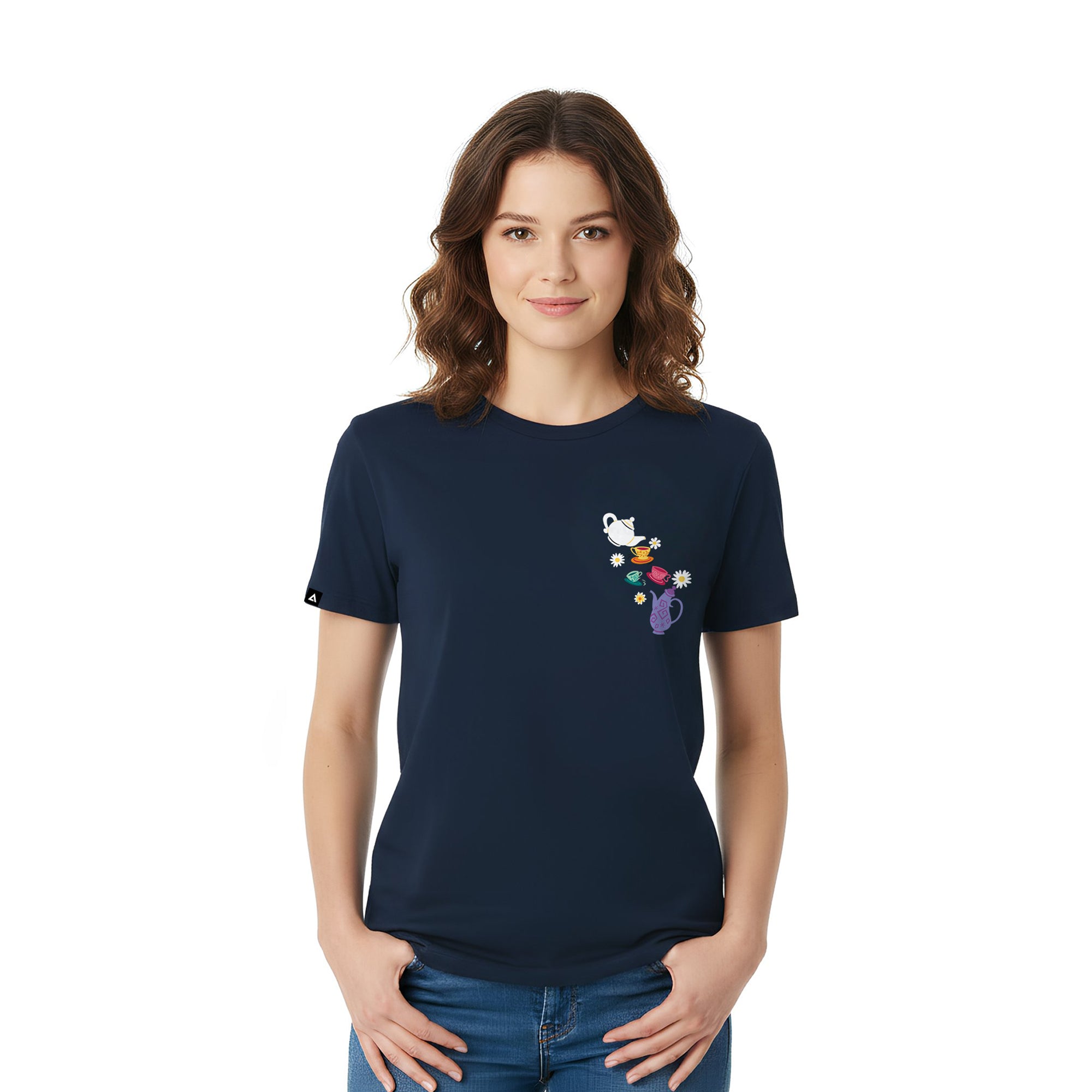 Playera Alicia en el país de las Maravillas Hombre Mujer Azul Marino Clásicos Disney Original Fiesta del té