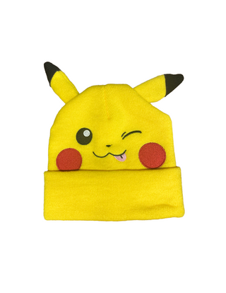 Bioworld Gorro Original Pokemon Pikachu Winking – Gorro de Invierno Amarillo Con Orejas para Fanáticos de Pokémon