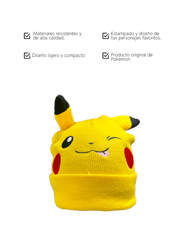 Bioworld Gorro Original Pokemon Pikachu Winking – Gorro de Invierno Amarillo Con Orejas para Fanáticos de Pokémon