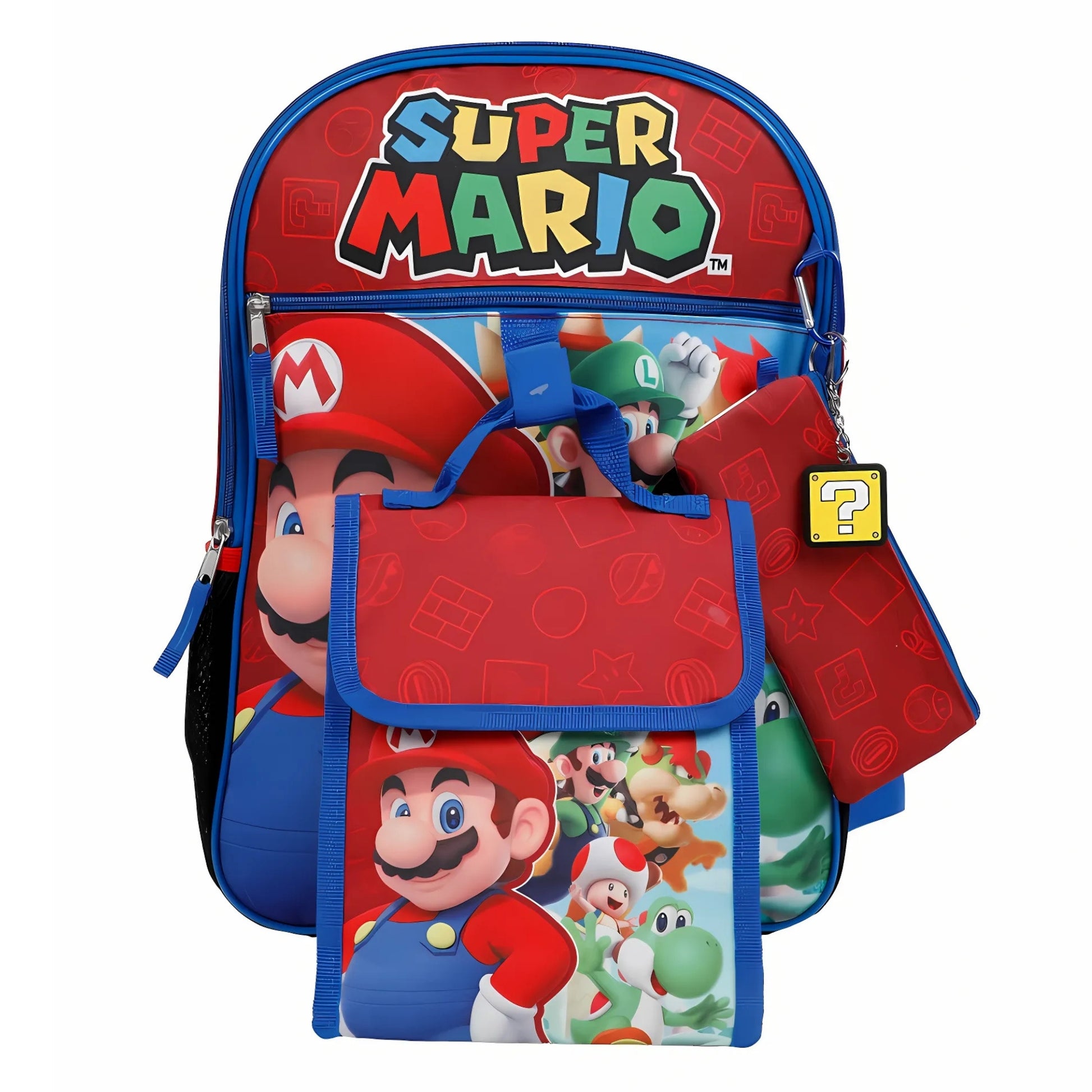Mochila Super Mario Bros - Nintendo Escolar para niño y niña (5 piezas) - Fan Army