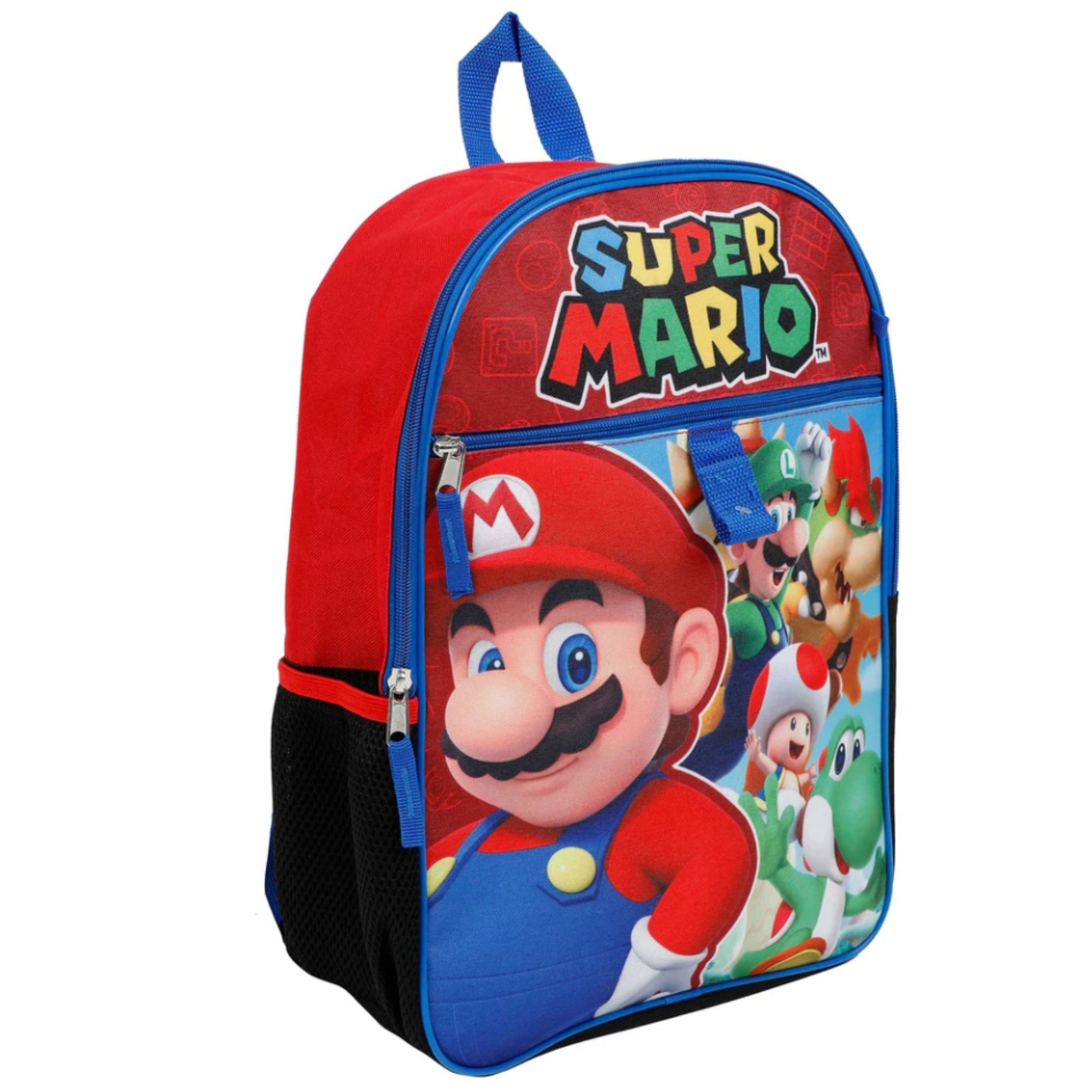 Mochila Super Mario Bros - Nintendo Escolar para niño y niña (5 piezas) - Fan Army