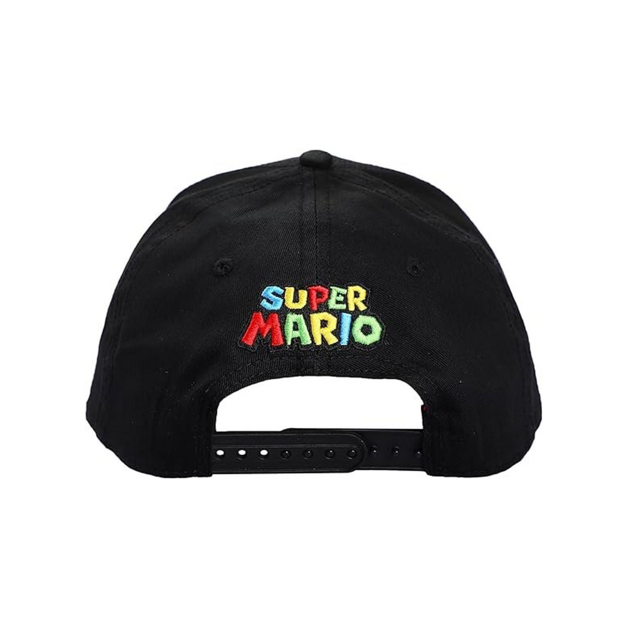 Bioworld Gorra Bordada Iconos Super Mario - Estilo Snapback Negro - Moda Gamer Oficial - Fan Army