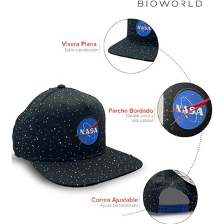 Gorra NASA Logo y estrellas con visera plana para niños