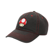Bioworld Gorra Baseball Super Mario - Champiñon Clásico, Ajustable, Algodón Color Negro, Oficial Nintendo Original - Fan Army