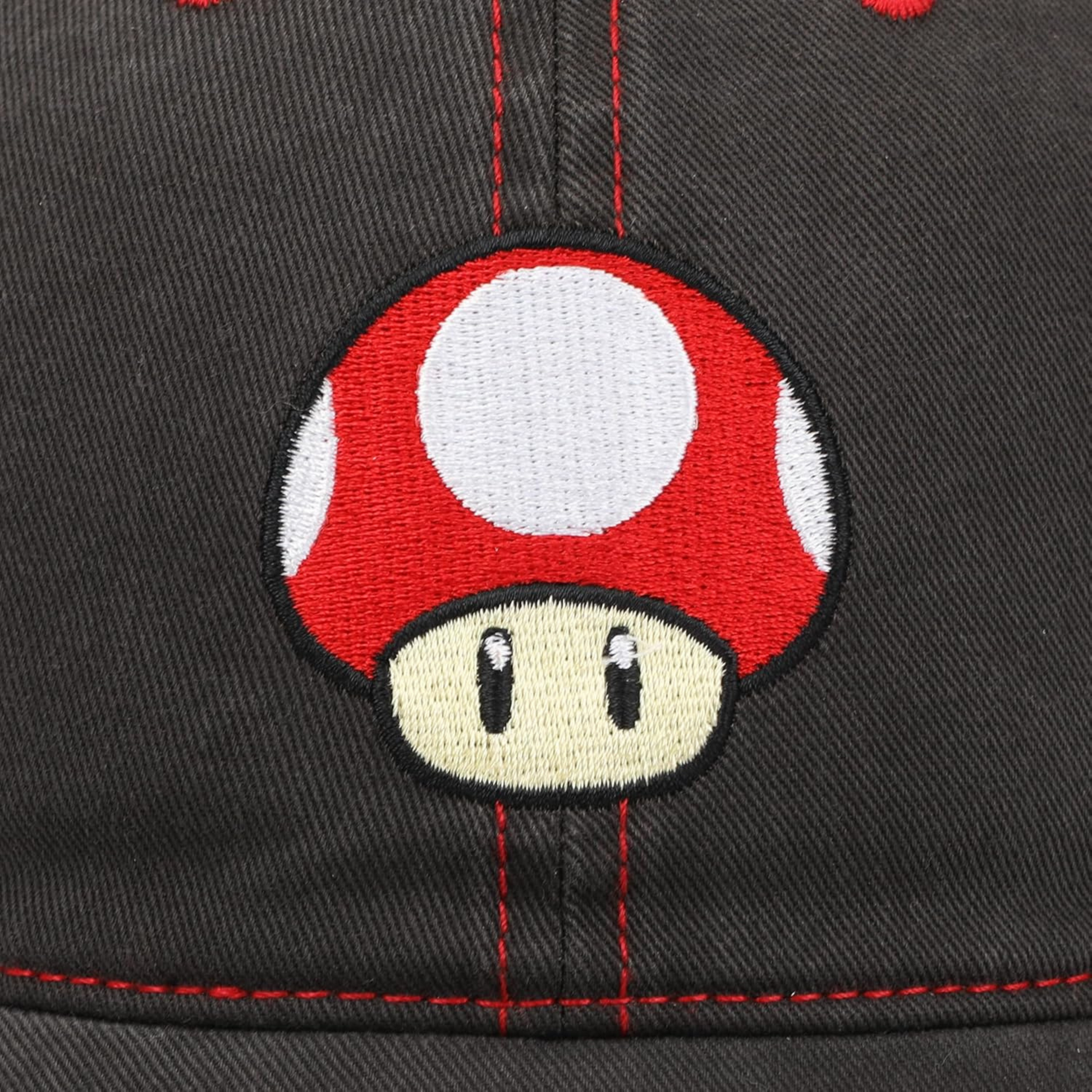 Bioworld Gorra Baseball Super Mario - Champiñon Clásico, Ajustable, Algodón Color Negro, Oficial Nintendo Original - Fan Army