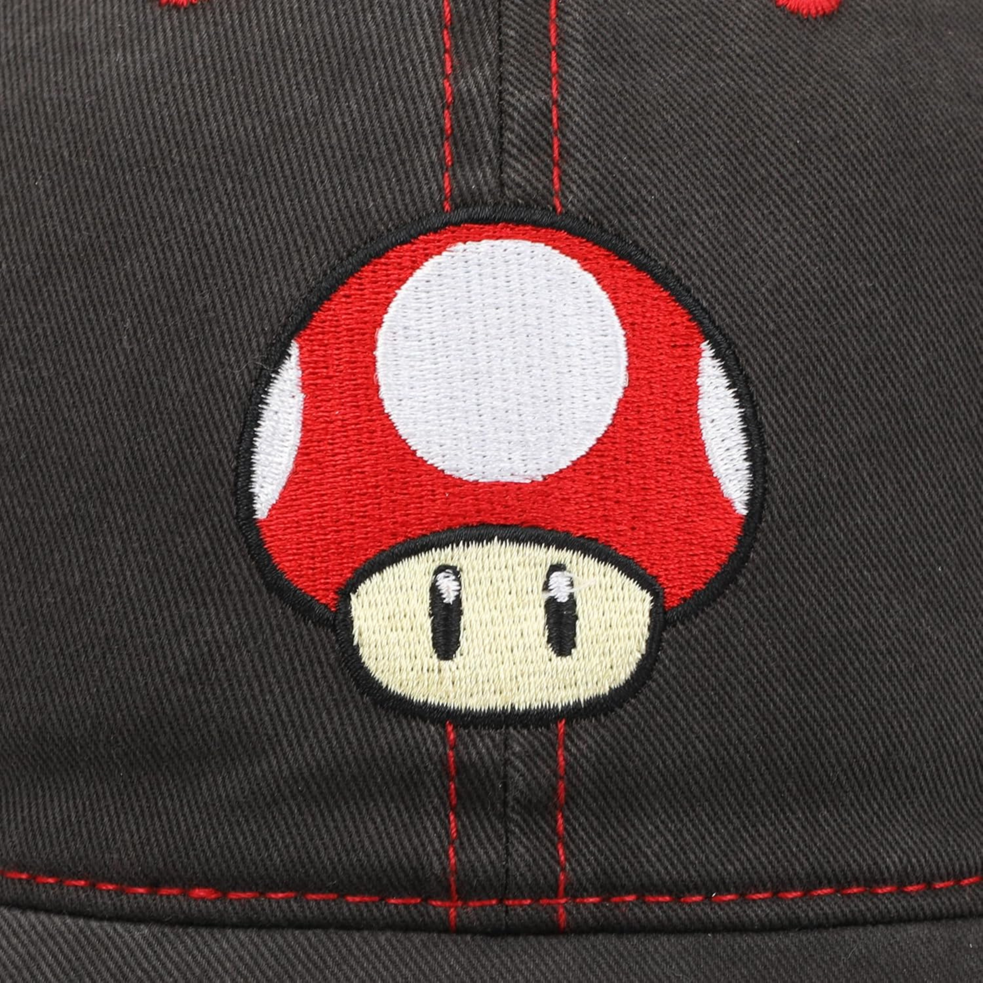 Bioworld Gorra Baseball Super Mario - Champiñon Clásico, Ajustable, Algodón Color Negro, Oficial Nintendo Original - Fan Army