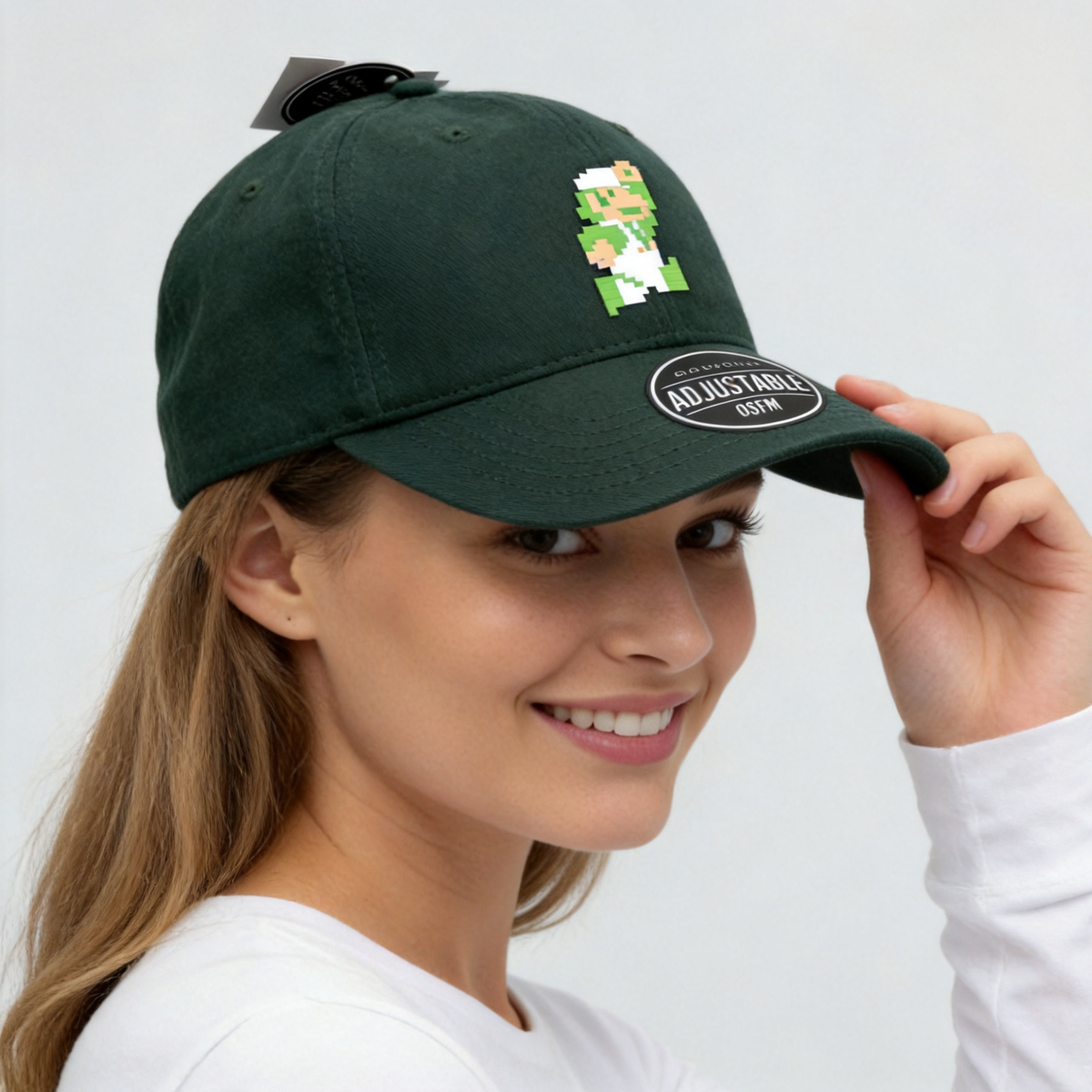 Gorra Super Mario Luigi Adulto Verde Bordada Ajustable