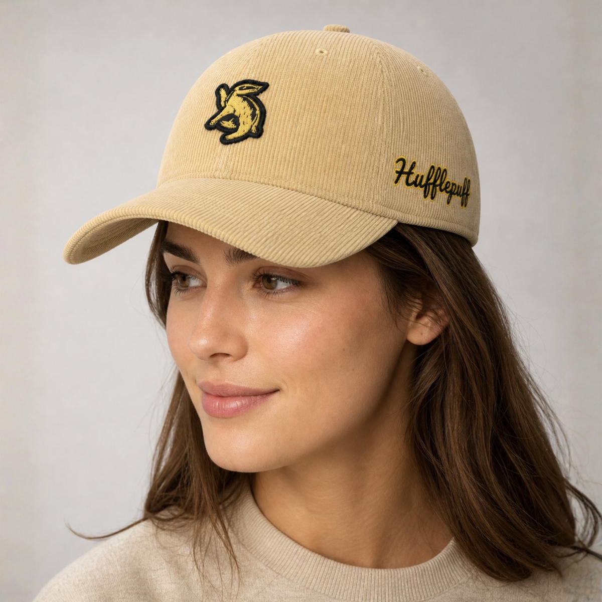 Gorra Harry Potter Pana Hufflepuff Adulto Beige Bordada Ajustable