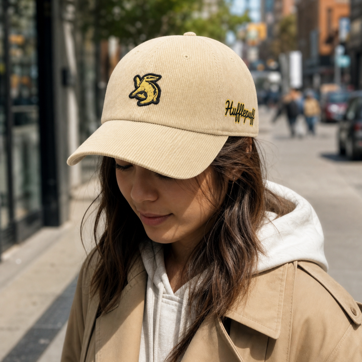 Gorra Harry Potter Pana Hufflepuff Adulto Beige Bordada Ajustable
