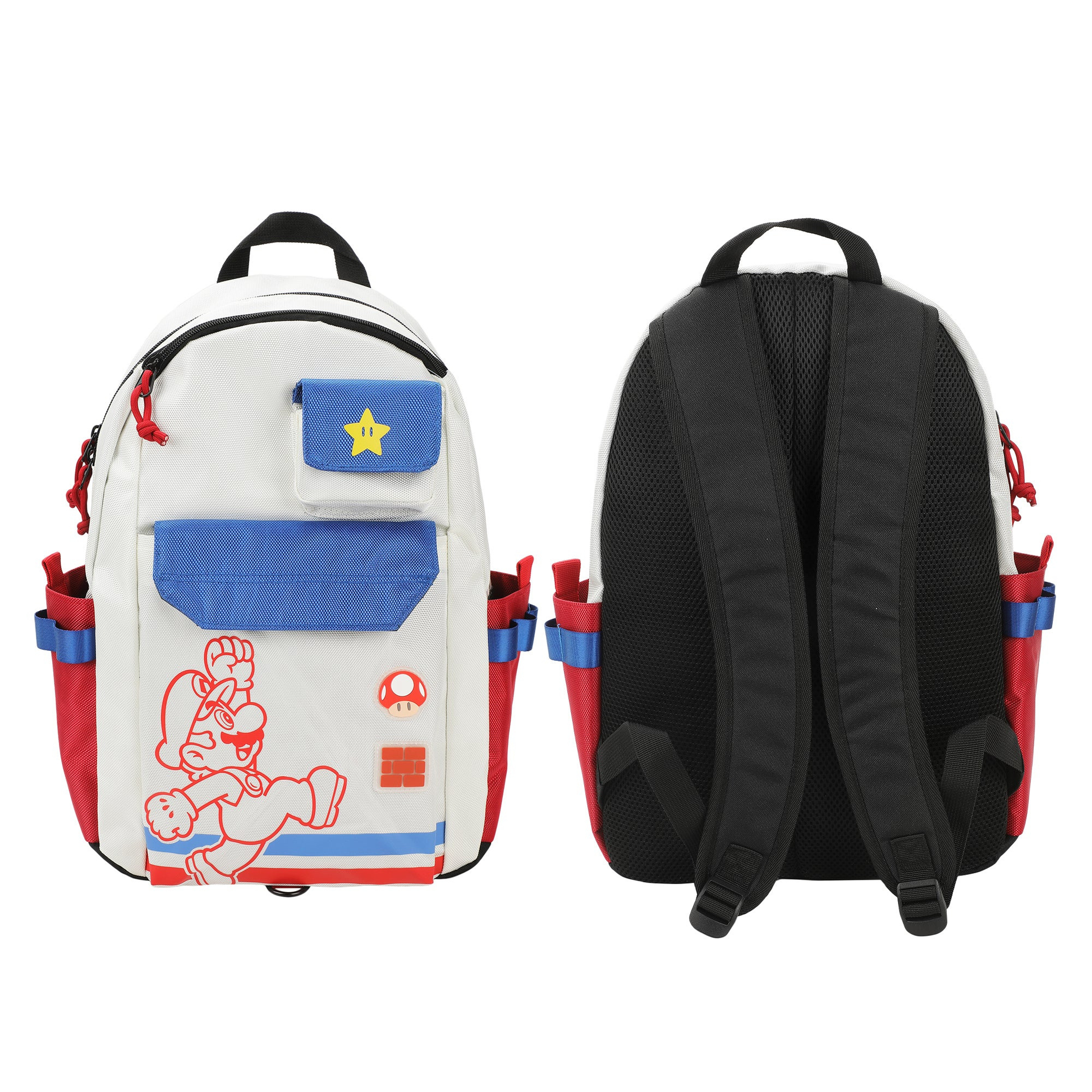 Mochila Super Mario Gamer con Compartimento Laptop | Bolsas Frontales | Ajustable - Fan Army