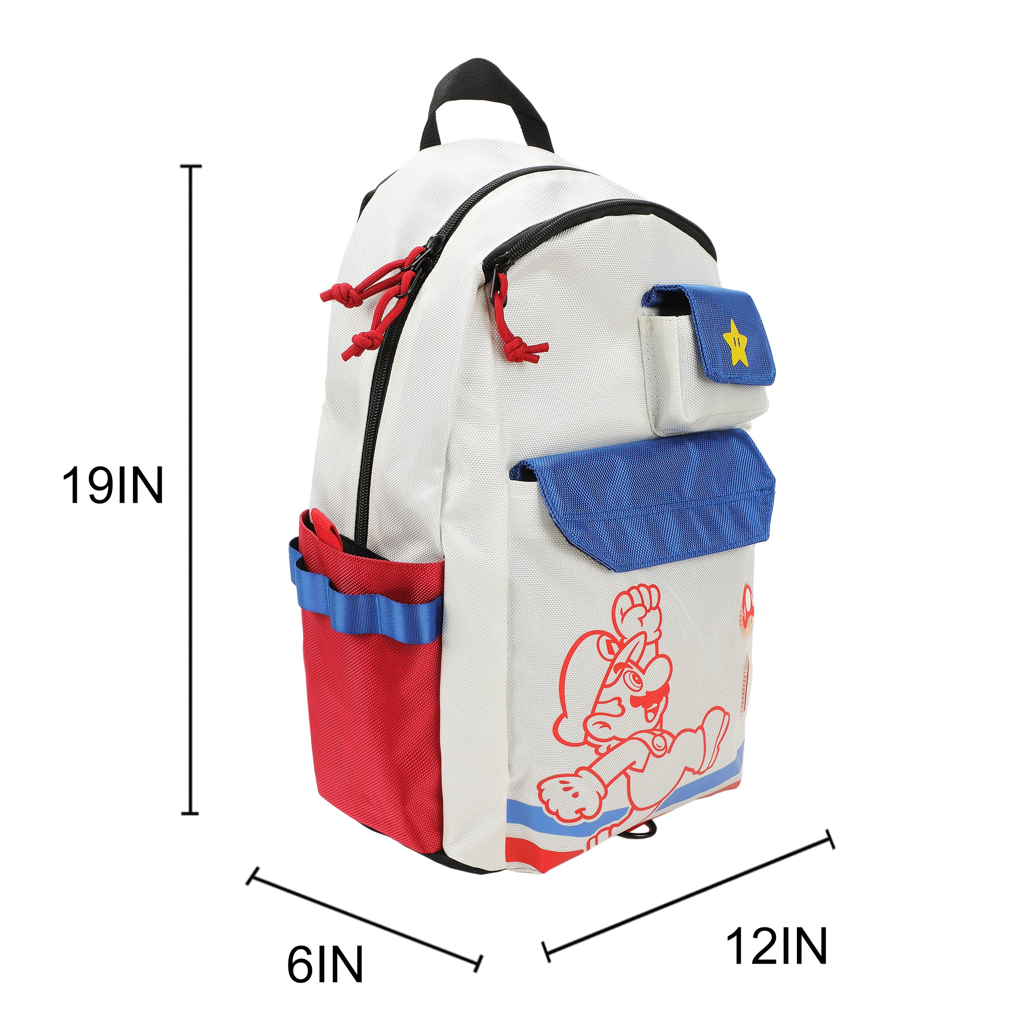 Mochila Super Mario Gamer con Compartimento Laptop | Bolsas Frontales | Ajustable - Fan Army