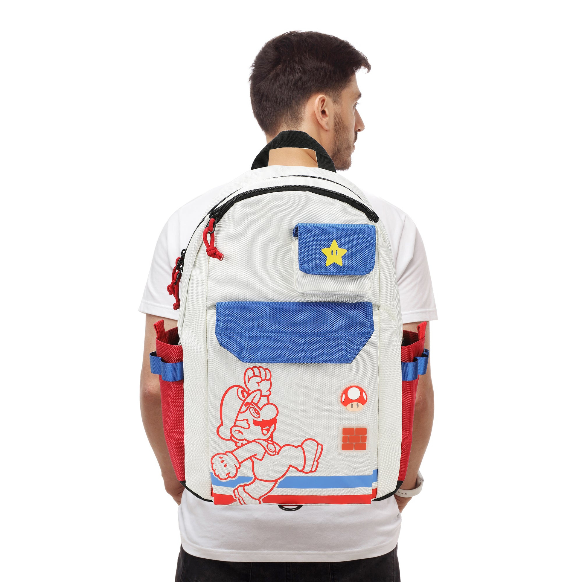 Mochila Super Mario Gamer con Compartimento Laptop | Bolsas Frontales | Ajustable - Fan Army