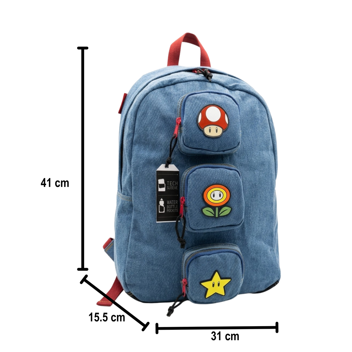 Mochila Super Mario Mezclilla Power Ups para Laptop Oficial