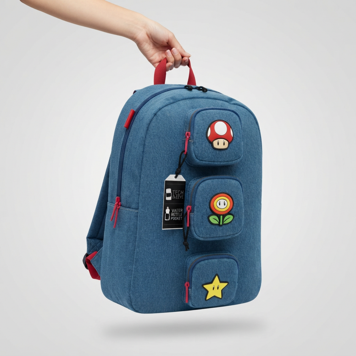 Mochila Super Mario Mezclilla Power Ups para Laptop Oficial