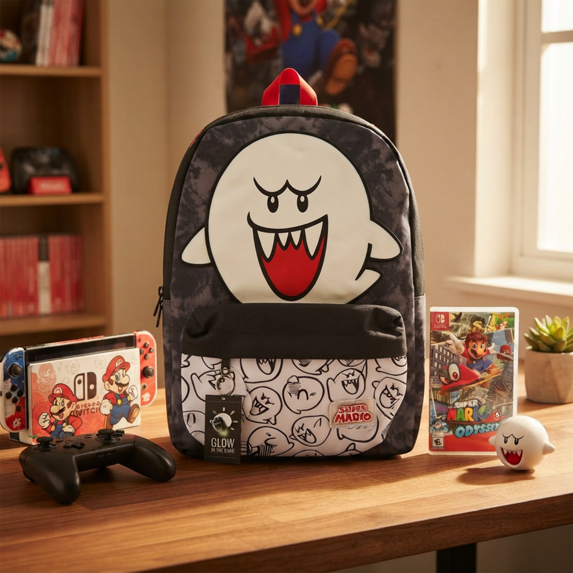 Mochila Super Mario Boo Negra con Diseño Glow in the Dark