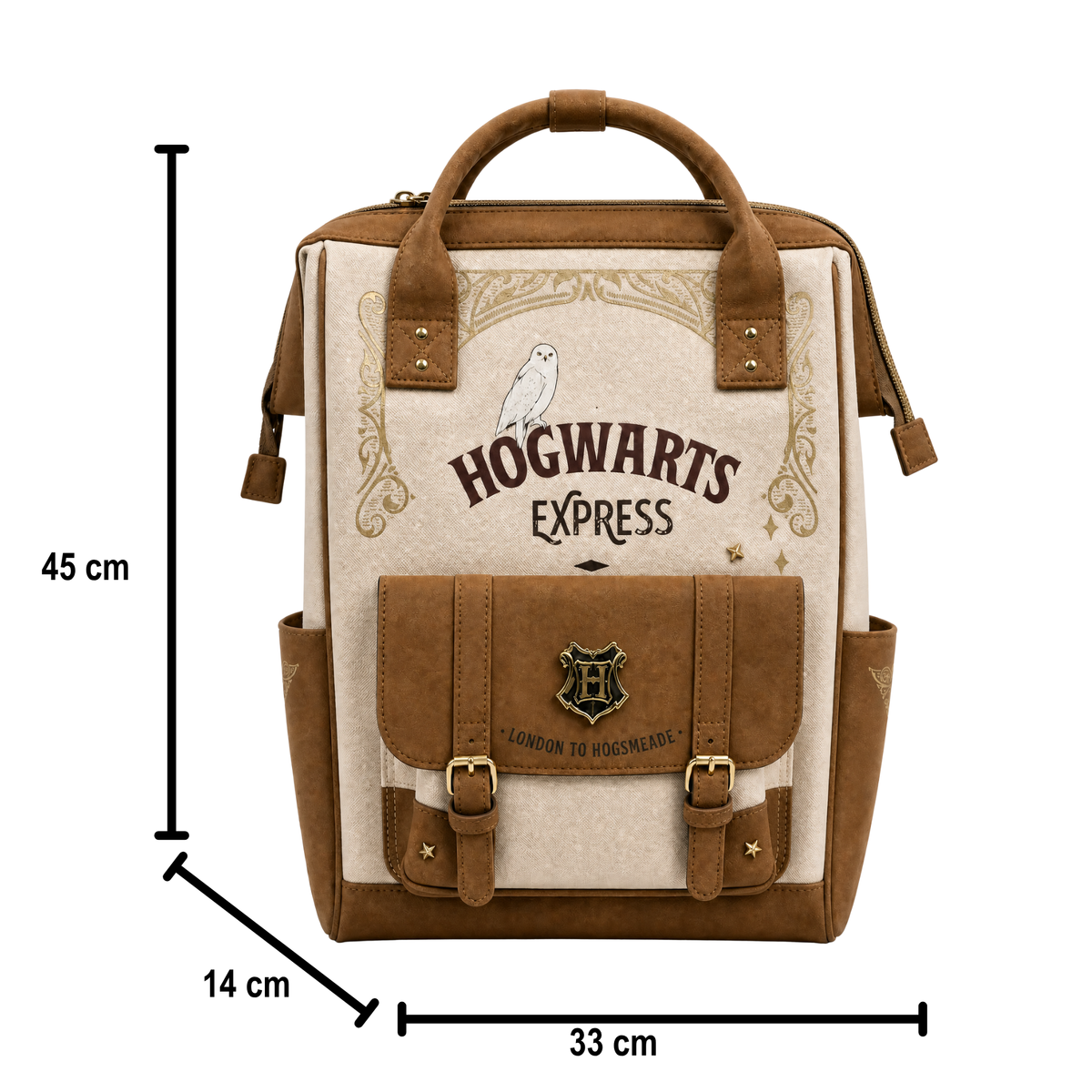 Mochila Harry Potter Hogwarts Express Beige Café Escolar