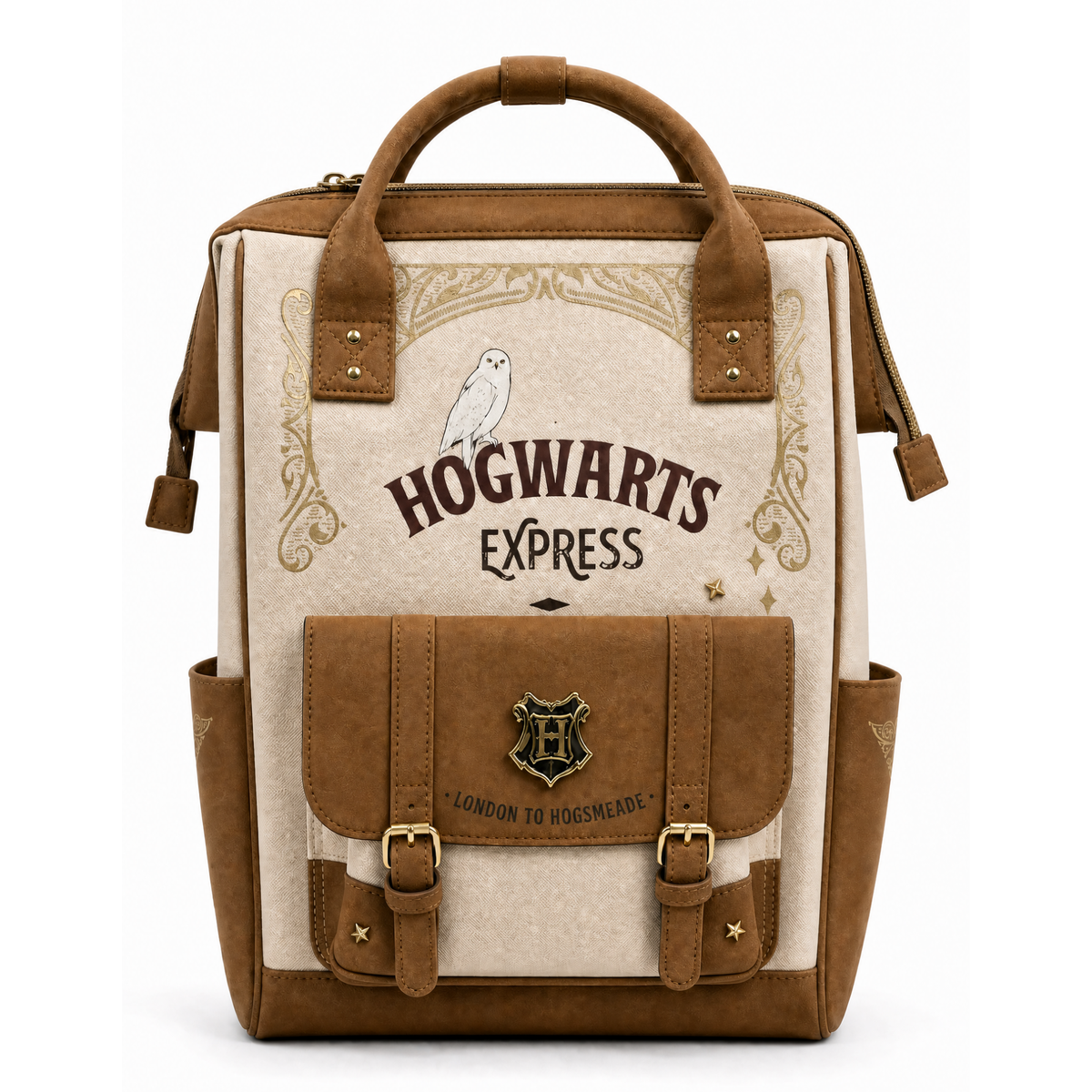 Mochila Harry Potter Hogwarts Express Beige Café Escolar
