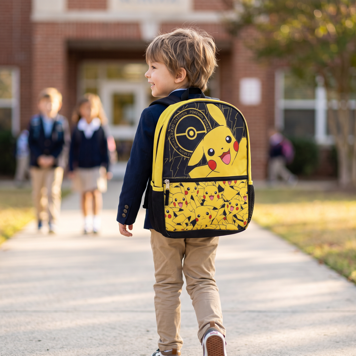 Mochila Pokémon Pikachu Amarilla Negra Escolar