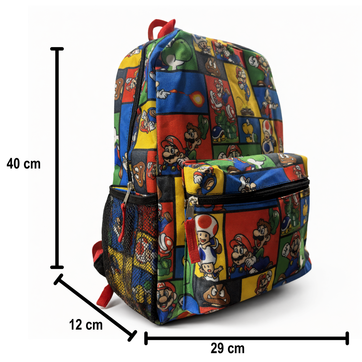 Mochila Super Mario Multicolor Escolar con Bolsillo Frontal