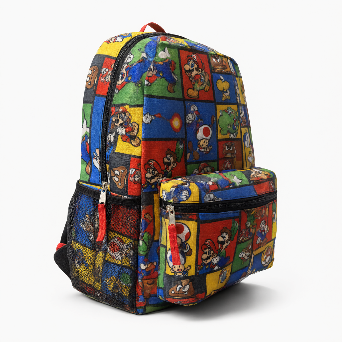 Mochila Super Mario Multicolor Escolar con Bolsillo Frontal