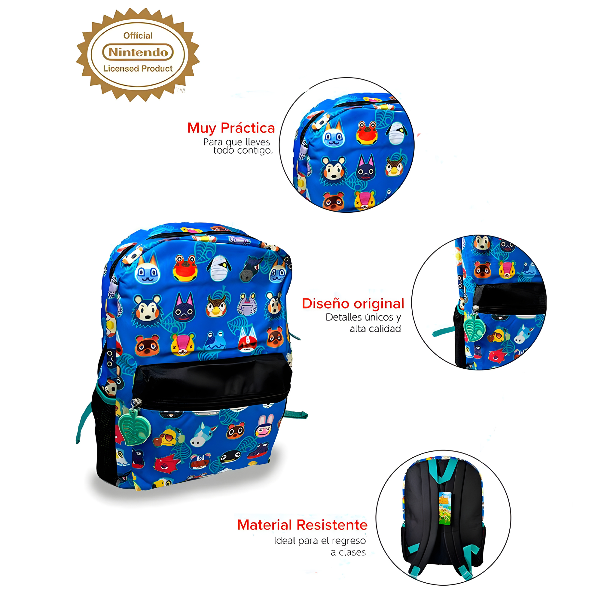 Mochila Escolar Animal Crossing Personajes - Diseño Colorido y Espacioso - Fan Army