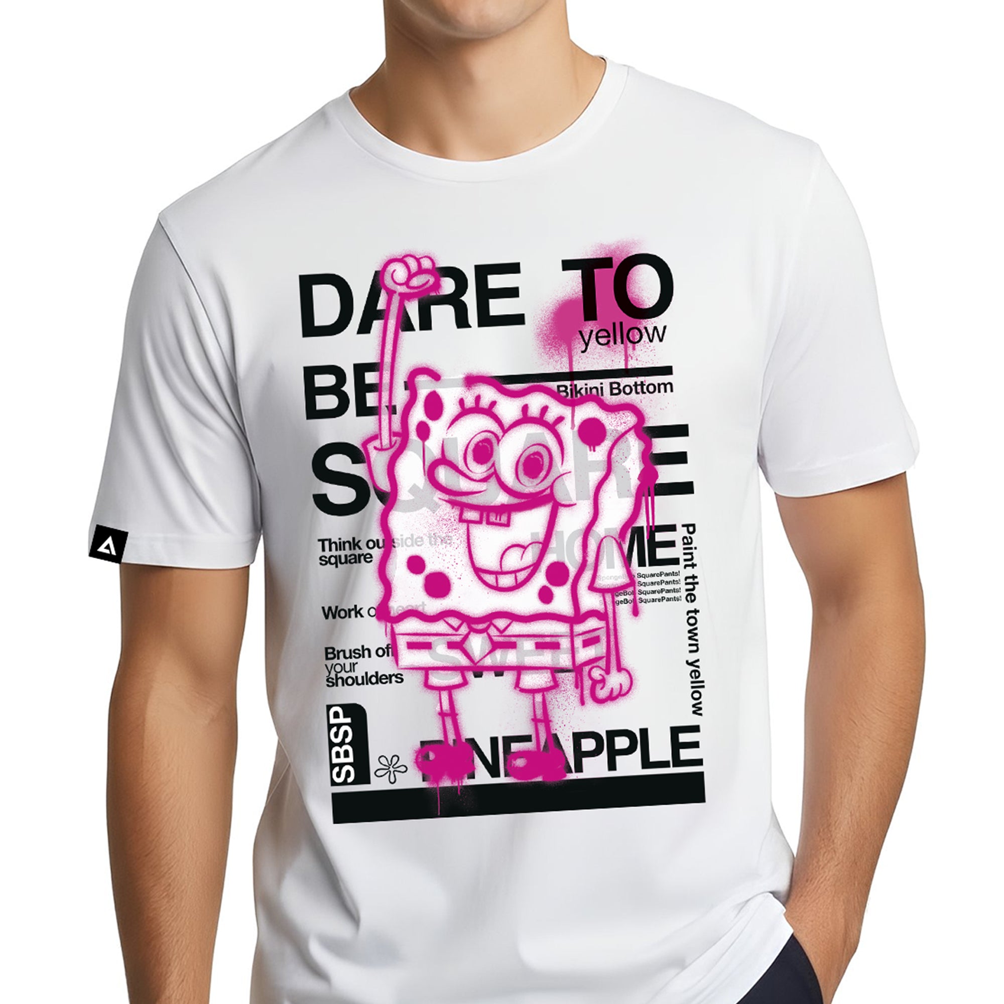 Playera Bob Esponja Hombre Mujer Blanco Dare To