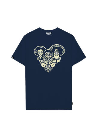 Playera Coco Hombre Mujer Azul Marino Disney Pixar Original Ernesto, Miguel y Héctor