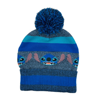Set Gorro con Guantes Stitch Faces Azul Beanie Original - Fan Army