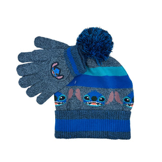 Set Gorro con Guantes Stitch Faces Azul Beanie Original - Fan Army