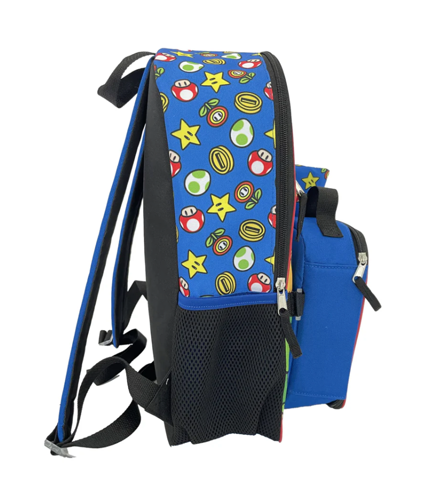 Mochila Super Mario Niño Incluye Lonchera Llavero Y Estuche - Fan Army