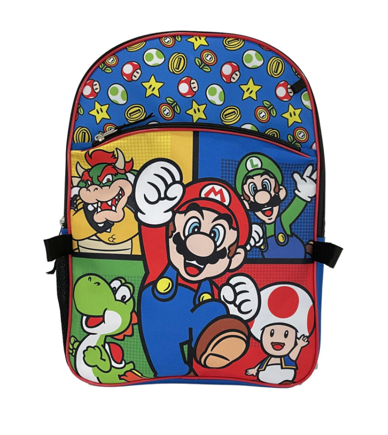 Mochila Super Mario Niño Incluye Lonchera Llavero Y Estuche - Fan Army
