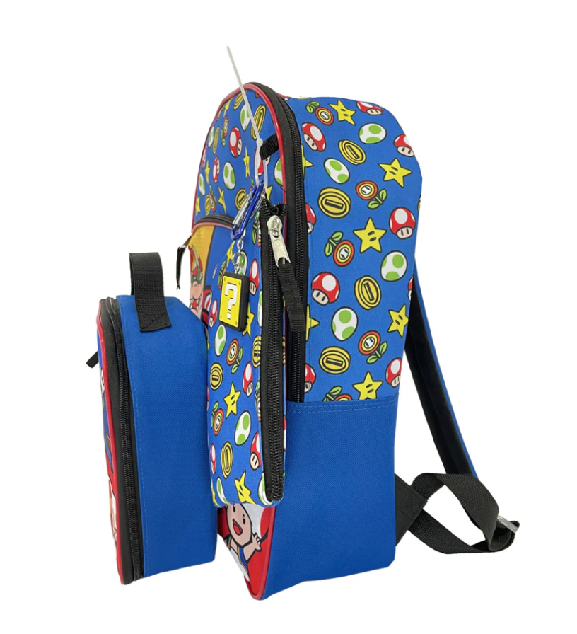 Mochila Super Mario Niño Incluye Lonchera Llavero Y Estuche - Fan Army