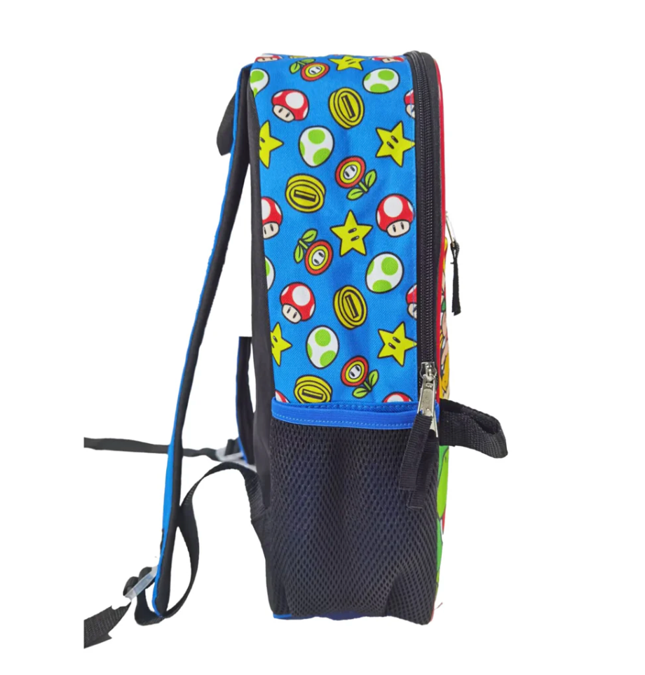 Mochila Super Mario Niño Incluye Lonchera Llavero Y Estuche - Fan Army