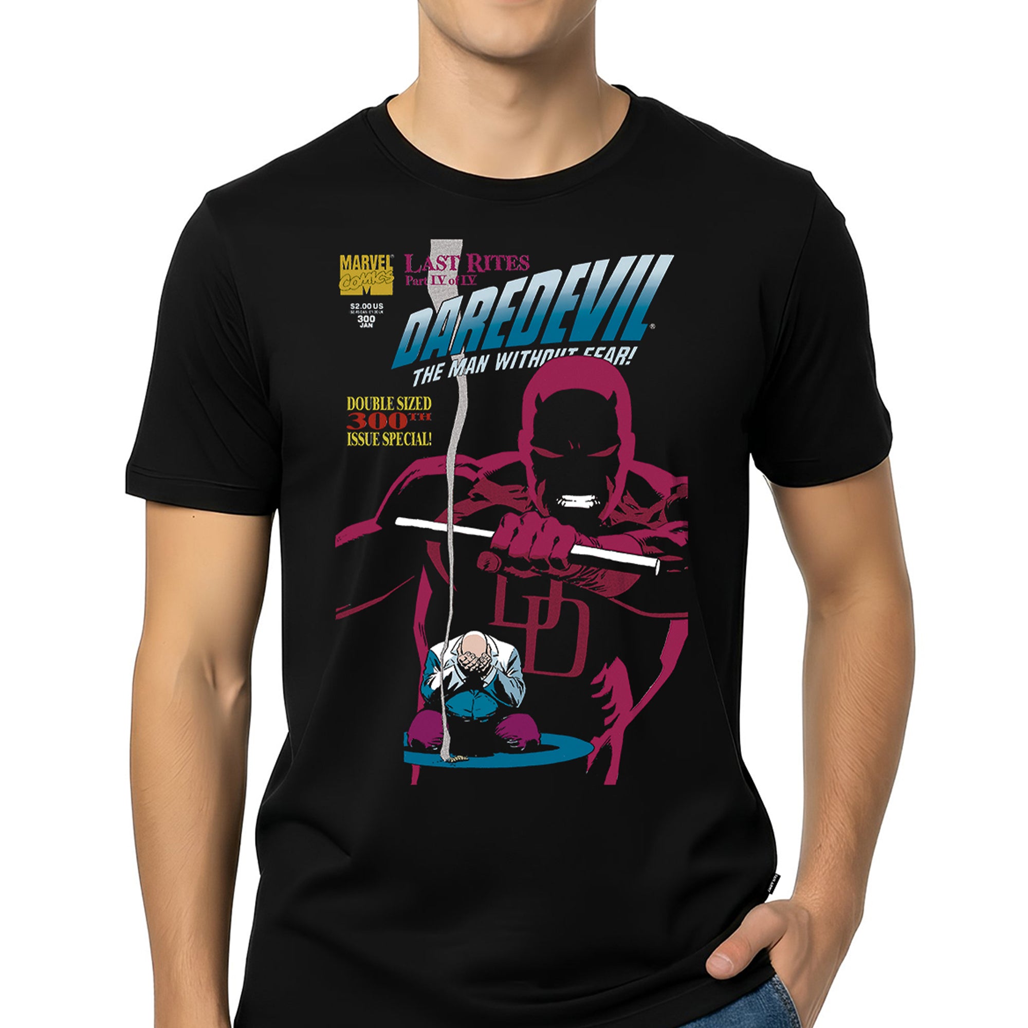 Playera Daredevil Hombre Mujer Negro MARVEL Original Without Fear