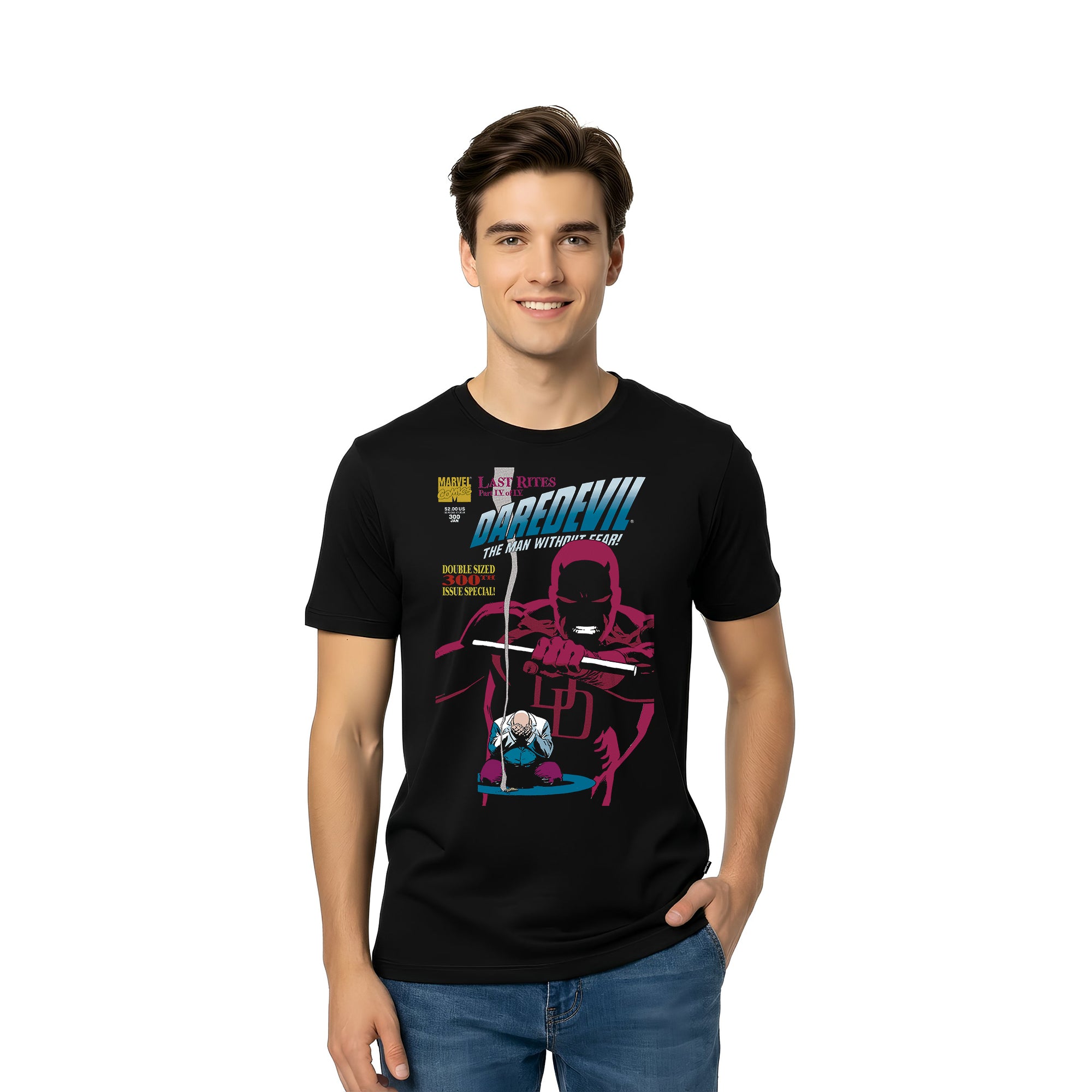 Playera Daredevil Hombre Mujer Negro MARVEL Original Without Fear