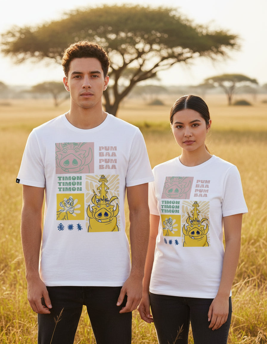 Playera El Rey León Hombre Mujer Blanco Clásicos Disney Original Timon y Pumba - Fan Army