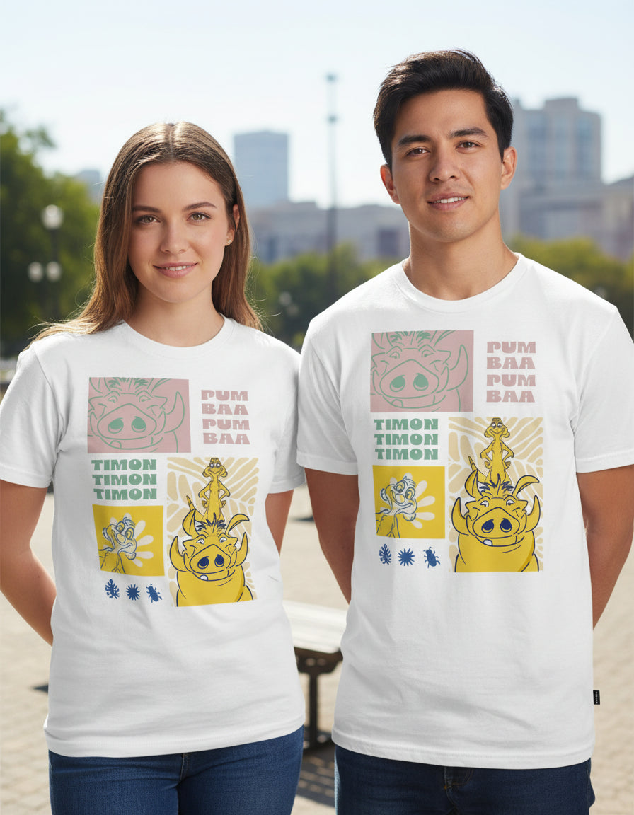 Playera El Rey León Hombre Mujer Blanco Clásicos Disney Original Timon y Pumba - Fan Army