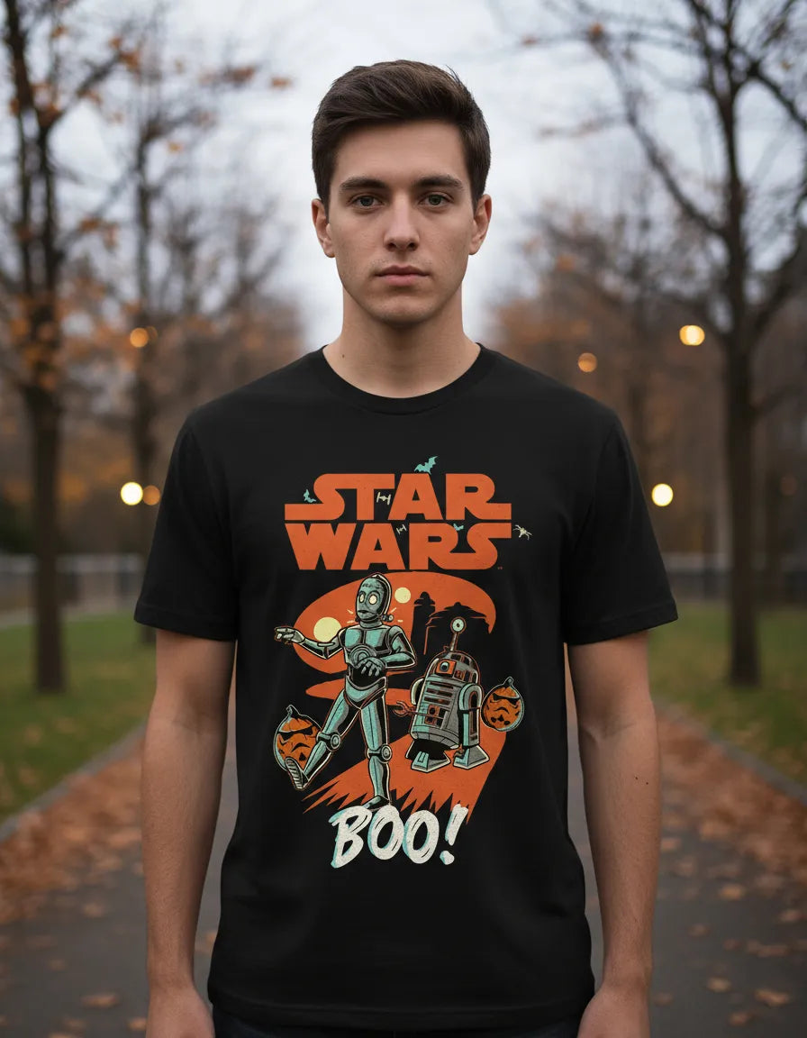 Playera Disney Halloween Hombre Mujer Negro Disney Original R2-D2 & C-3PO - Fan Army