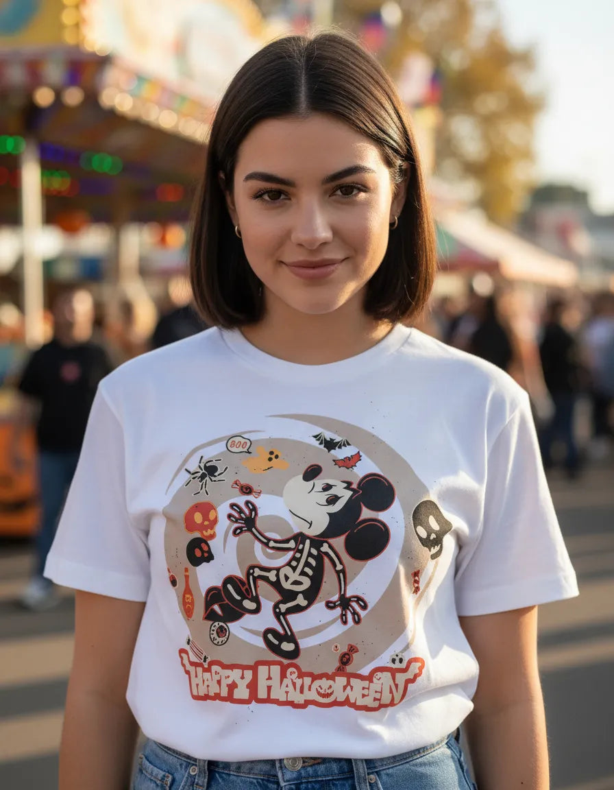 Playera Disney Halloween Hombre Mujer Blanco Disney Original Scary - Fan Army