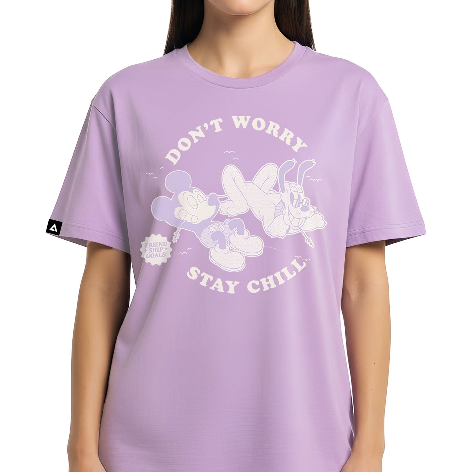 Playera Mickey & Friends Hombre Mujer Lila Disney Original Don´t Worry - Fan Army