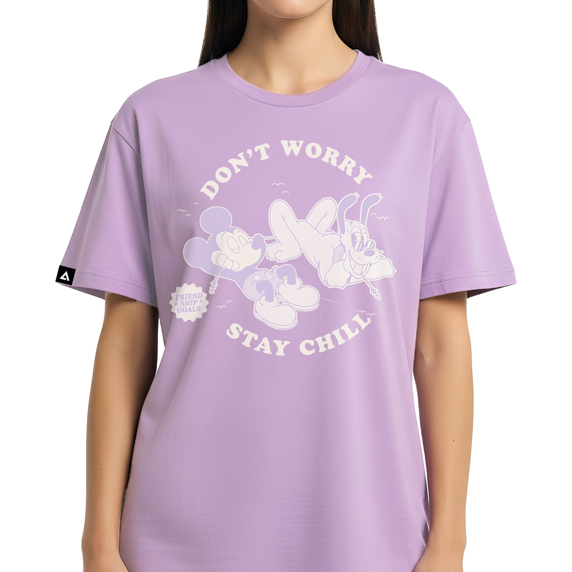 Playera Mickey & Friends Hombre Mujer Lila Disney Original Don´t Worry - Fan Army