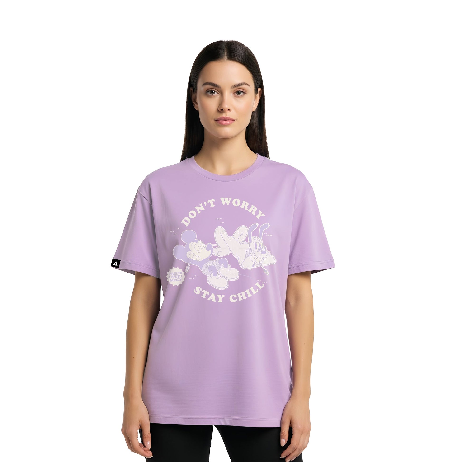 Playera Mickey & Friends Hombre Mujer Lila Disney Original Don´t Worry - Fan Army