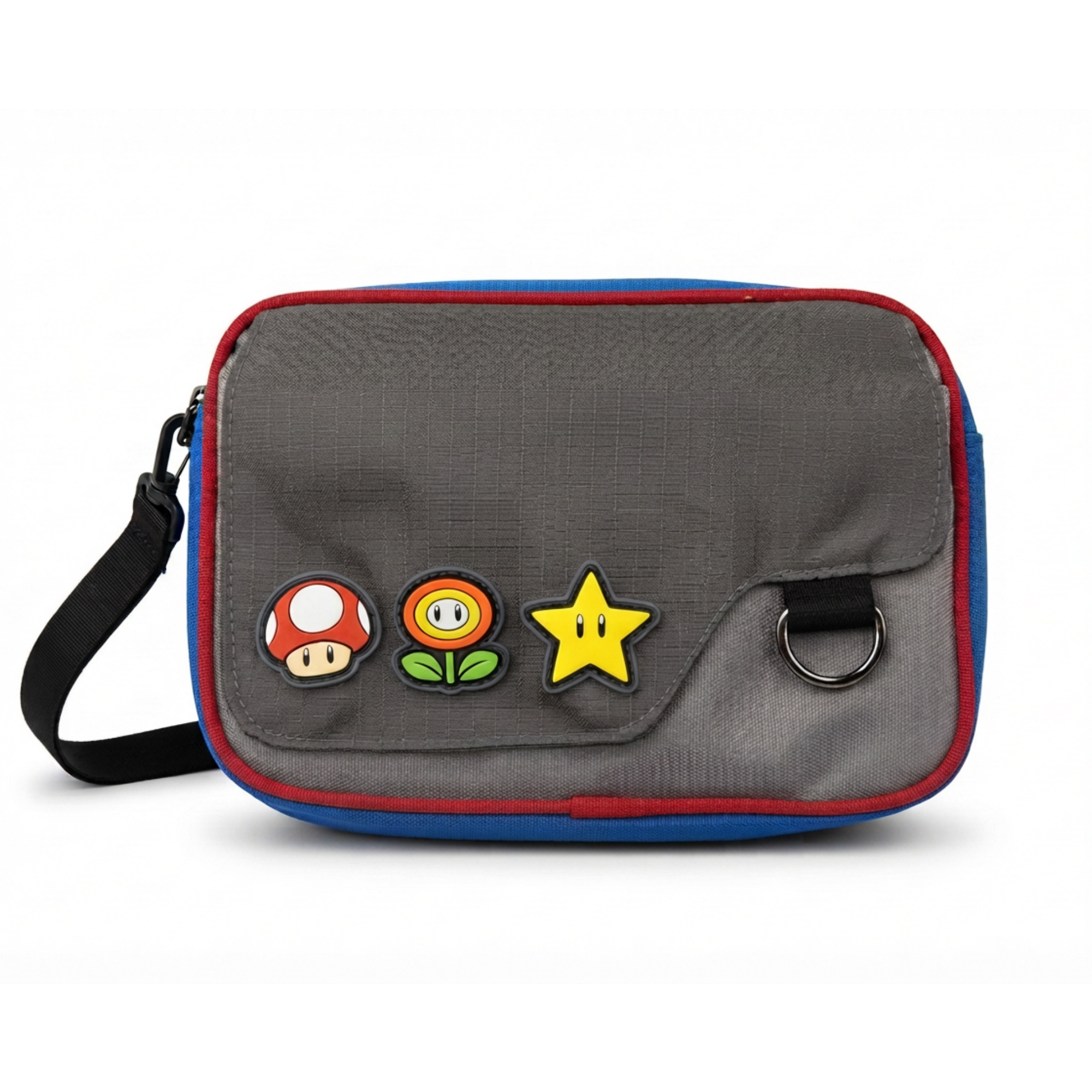 Mariconera Super Mario Gris con Iconos y Correa Oficial