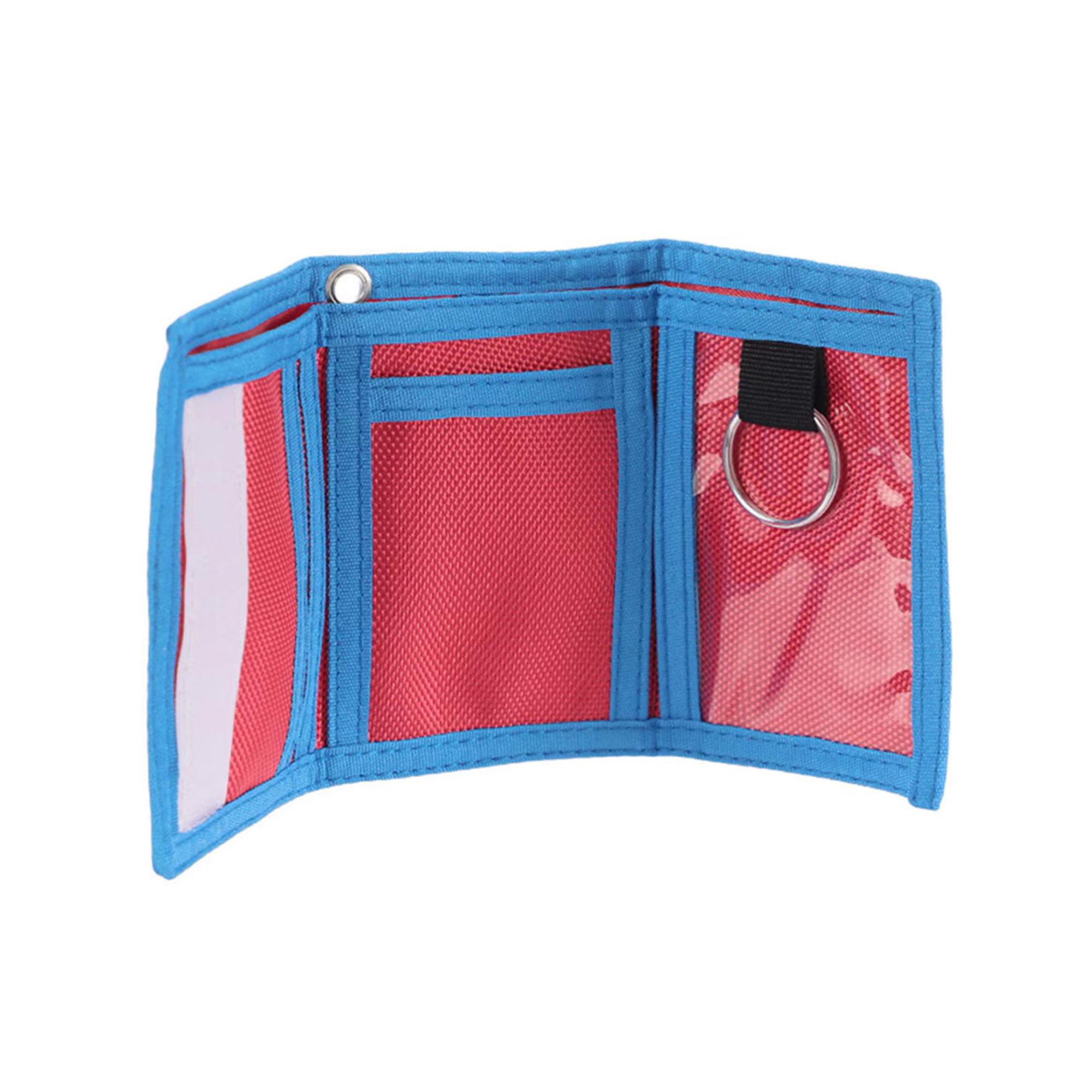 Bioworld - Cartera Trifold Super Mario Nintendo, Rojo y Azul con Logo de la M, Lanyard y Broche - Unisex - Fan Army