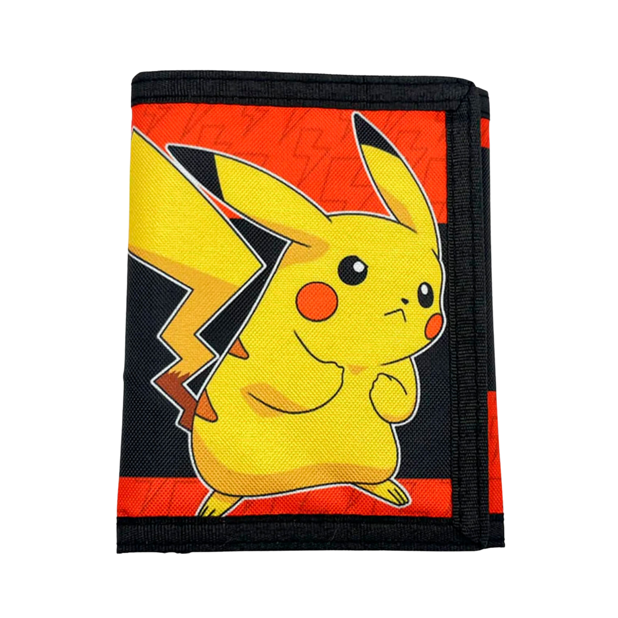 Bioworld - Cartera Trifold Pokémon, Diseño de Pikachu en Negro y Rojo, Cierre de Velcro, Producto Oficial - Fan Army