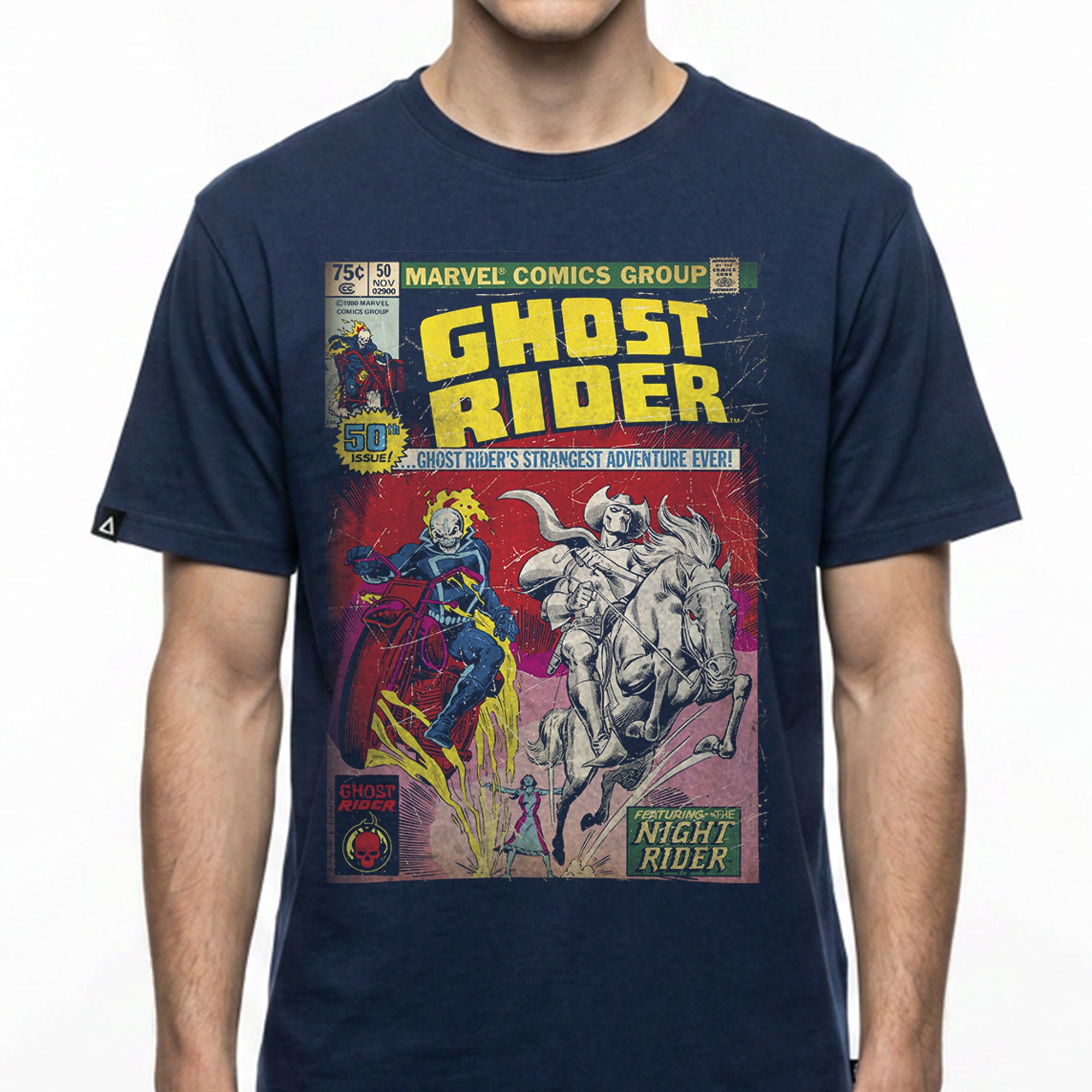Playera Ghost Rider Hombre Mujer Azul Marino Disney Original Comic