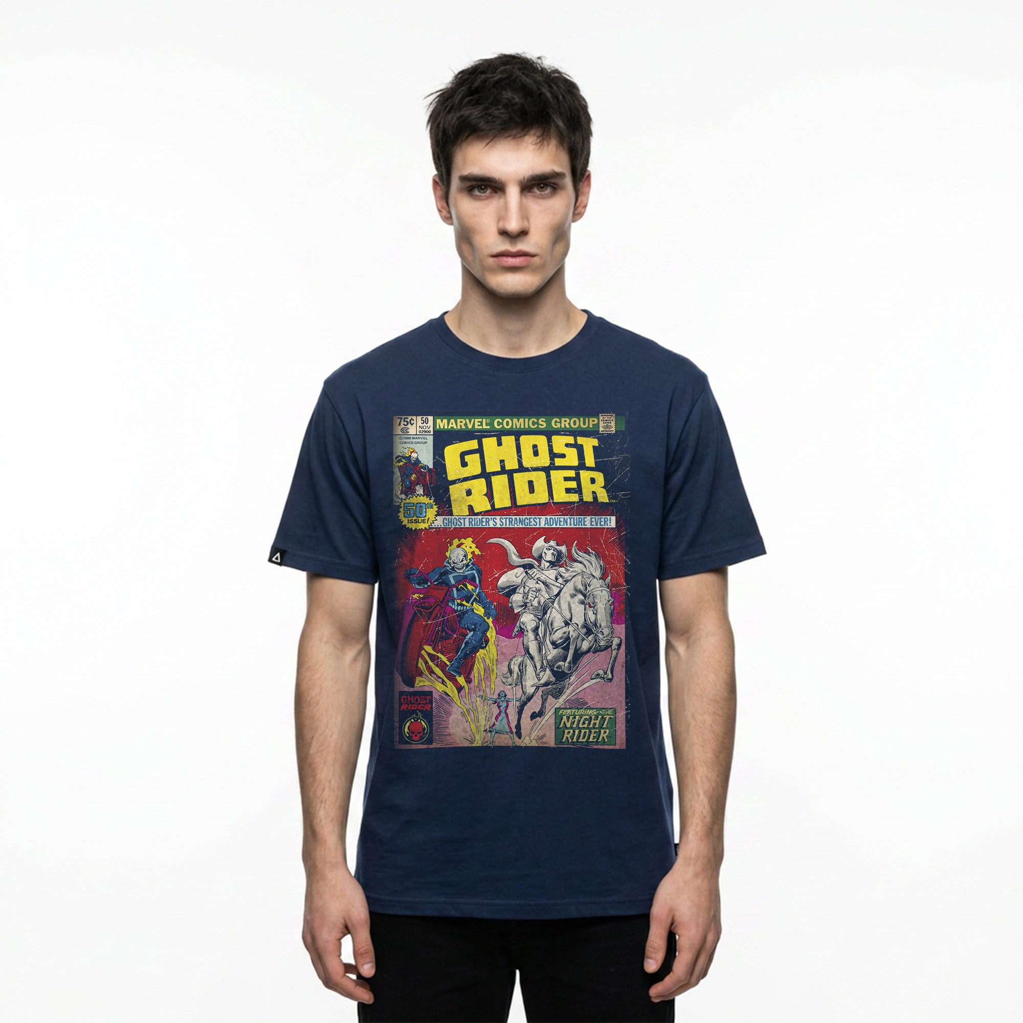 Playera Ghost Rider Hombre Mujer Azul Marino Disney Original Comic