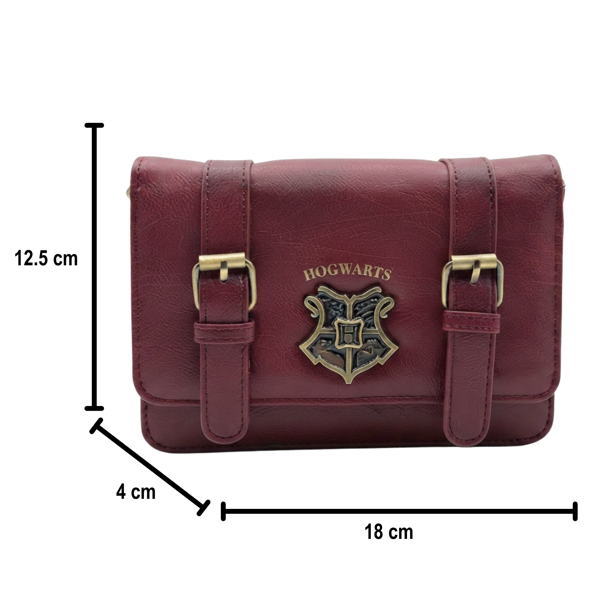 Bolsa Crossbody Harry Potter Hogwarts Vino con Correa Ajustable