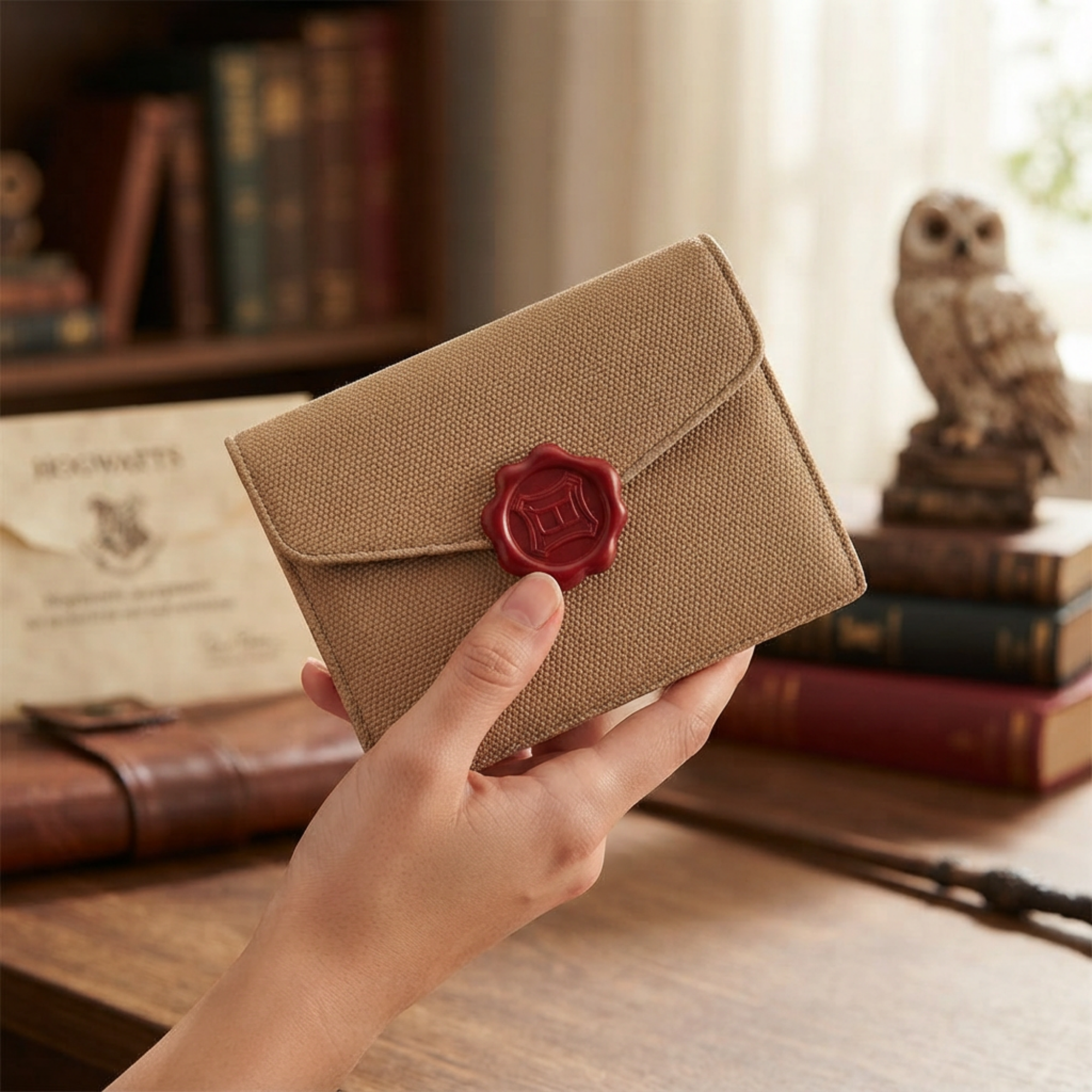 Cartera Harry Potter Carta de Hogwarts Beige con Sello Oficial