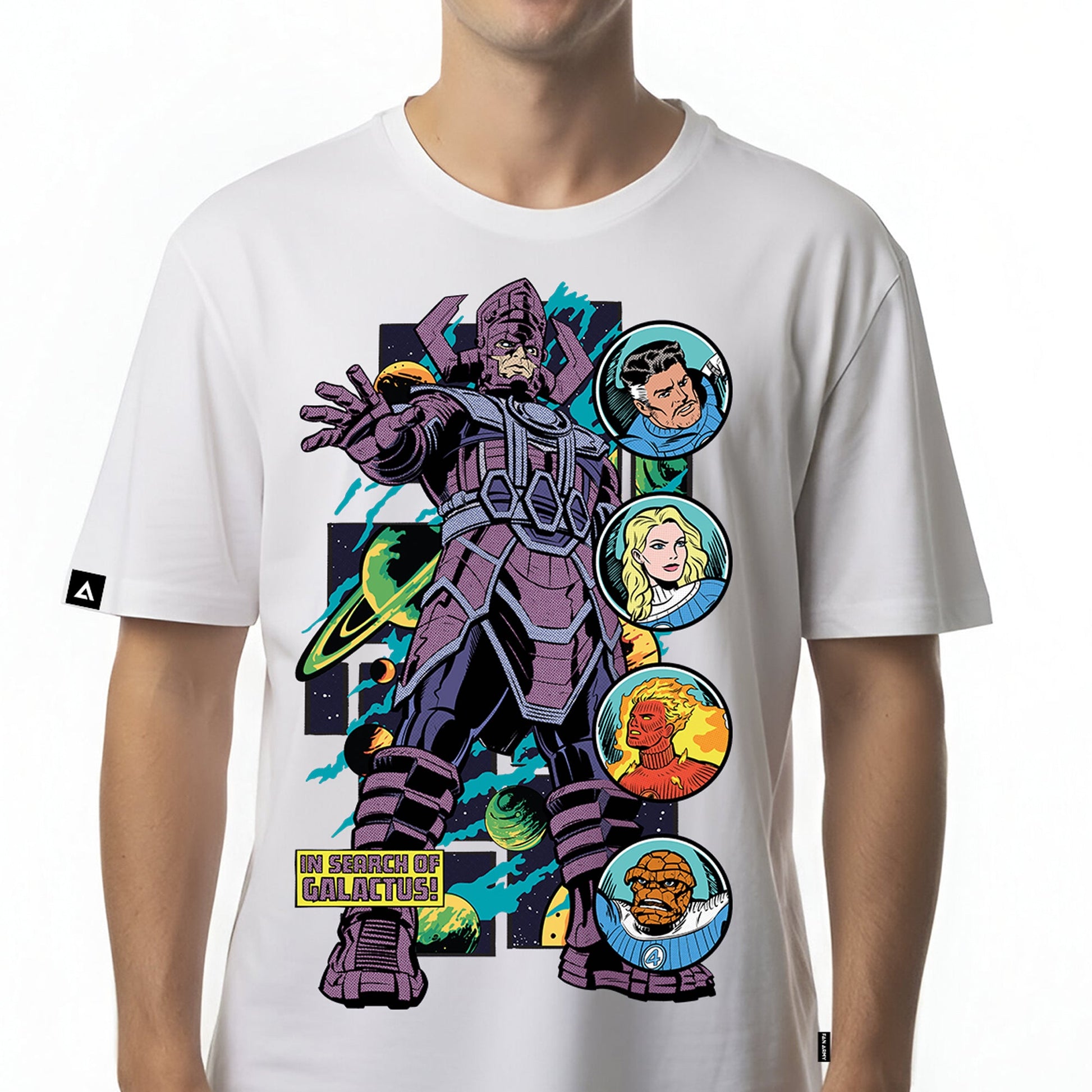 Playera 4 Fantásticos Hombre Mujer Blanco Marvel Original In Serch of Galactus - Fan Army
